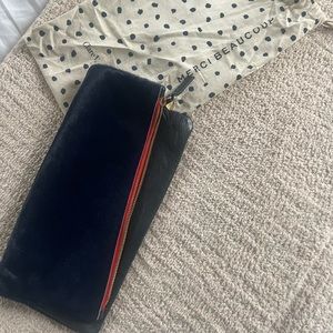 Clare V. Navy Calf hair Fold-over Clutch